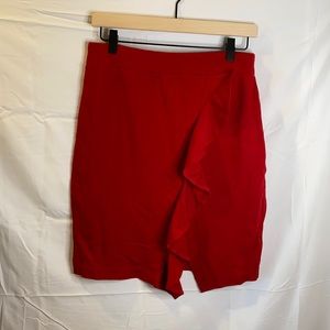 Red Kenzie Pencil Ruffle Skirt